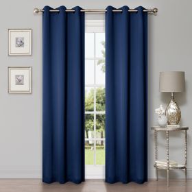 Solid Machine Washable Room Darkening Blackout Curtains, Set of 2 (Color: Navy Blue - 2 Piece, size: 26" X 84")