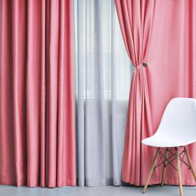 Solid Machine Washable Room Darkening Blackout Curtains, Set of 2 (Color: Pink - 2 Piece, size: 52" X 84")