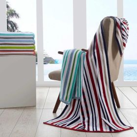 Stripe Cotton Oversized Medium Weight 2 Piece Beach Towel Set (Color: Blue Violet, size: 2 Piece Beach Towel Set)