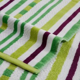 Stripe Cotton Oversized Medium Weight 2 Piece Beach Towel Set (Color: Pear, size: 2 Piece Beach Towel Set)