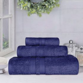 Ultra-Soft Cotton Absorbent Quick-Drying 3 Piece Towel Set (Color: Navy Blue, size: 3 Piece Towel Set)