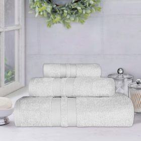 Ultra-Soft Cotton Absorbent Quick-Drying 3 Piece Towel Set (Color: Silver, size: 3 Piece Towel Set)