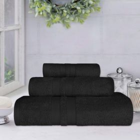 Ultra-Soft Cotton Absorbent Quick-Drying 3 Piece Towel Set (Color: Black, size: 3 Piece Towel Set)