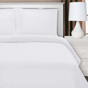 Wrinkle Resistant Cotton Blend Solid Duvet Cover Set (Color: White, size: King\California King)