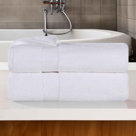 Zero Twist Cotton Ultra-Soft Absorbent 2 Piece Bath Towel Set (Color: White, size: 2 Piece Bath Towels)